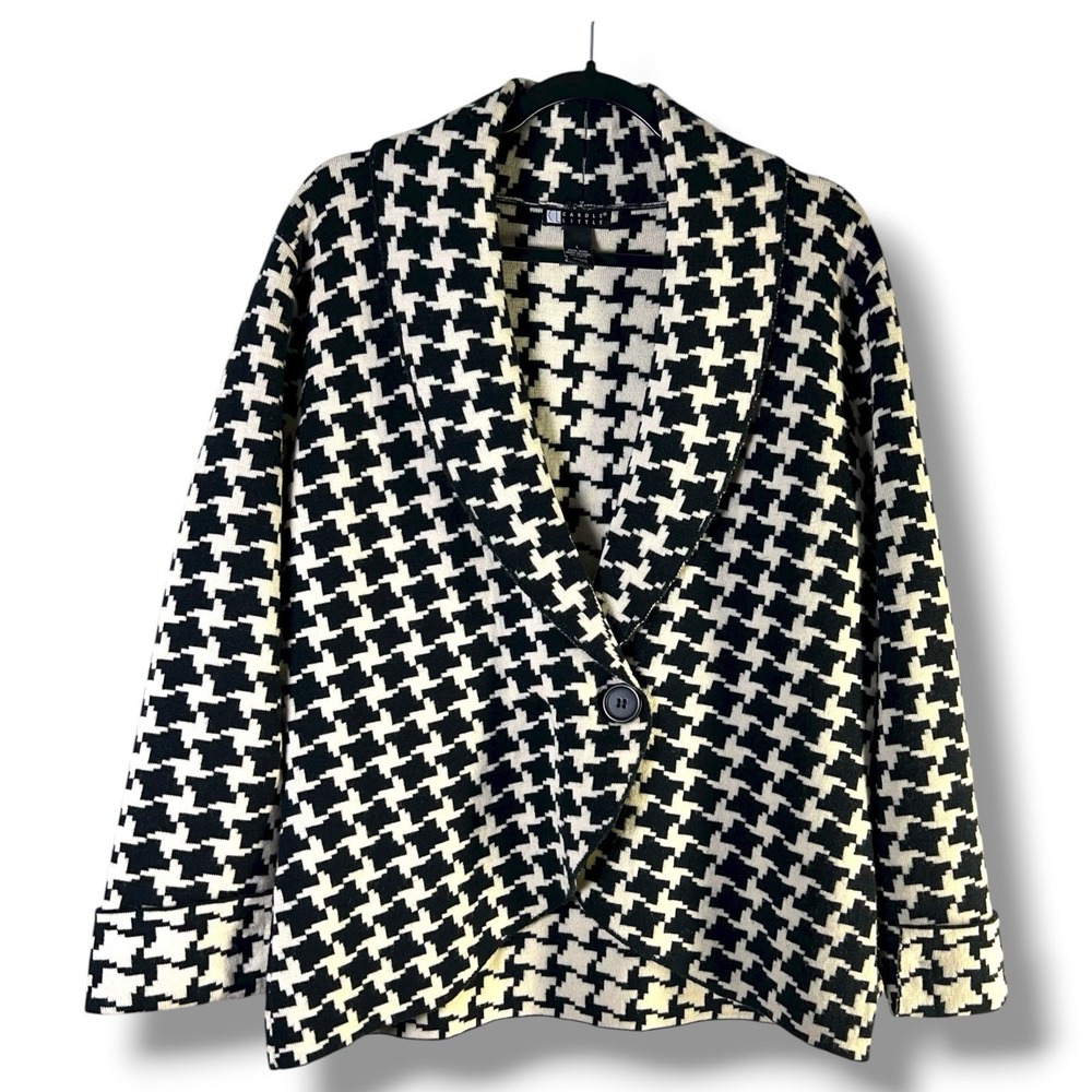Carole Little Womens Sz Large 100% Wool Cardigan Blazer Work Career Office Indie